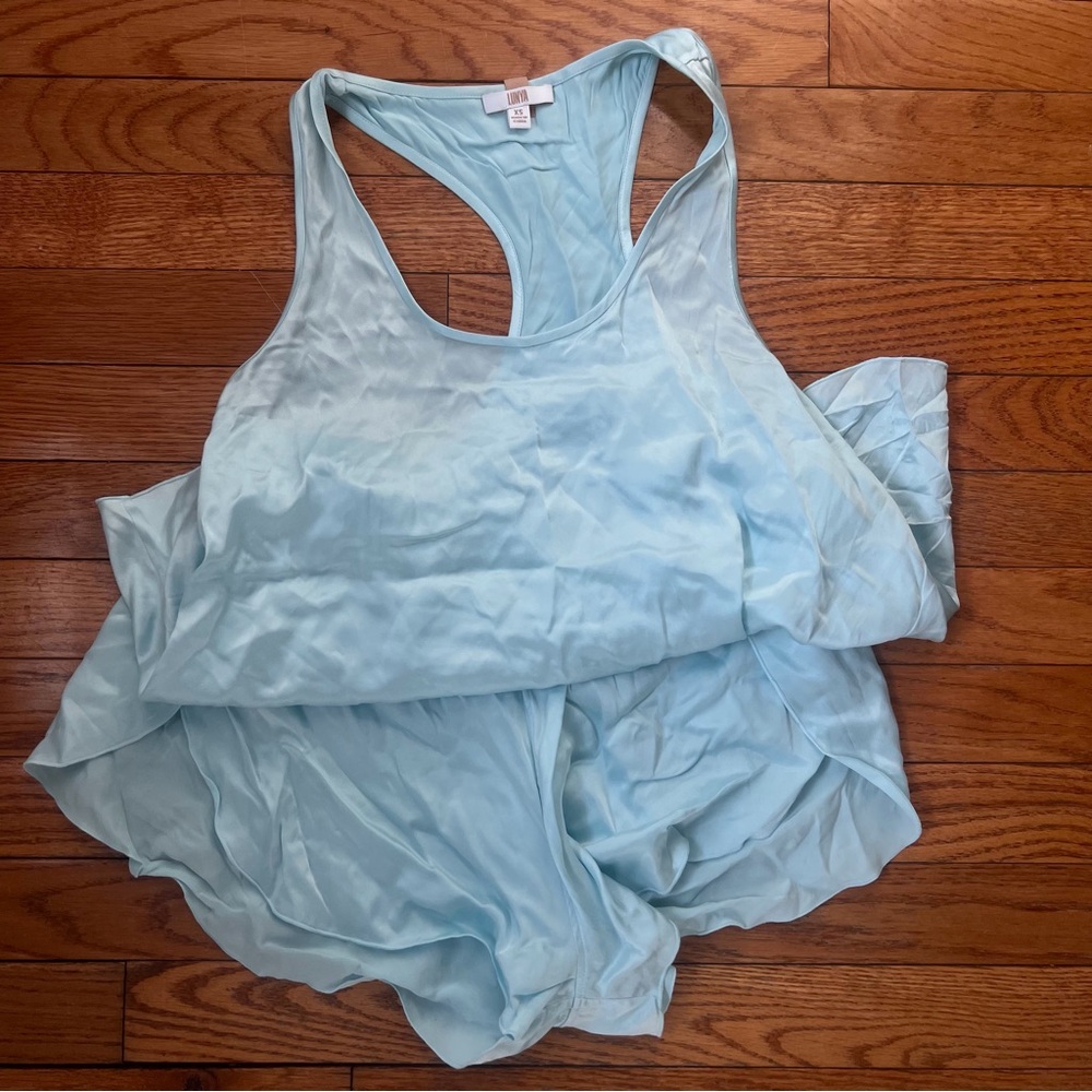 Lunya Washable Silk Tulip Aqua Pajama Set - Picture 4 of 6